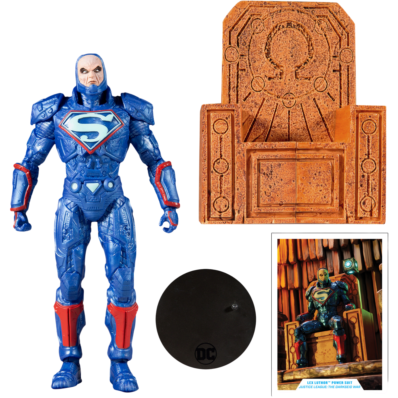McFarlane DC Multiverse: Justice League The Darkseid War - Lex Luthor Power Suit (Blue Suit With Throne)