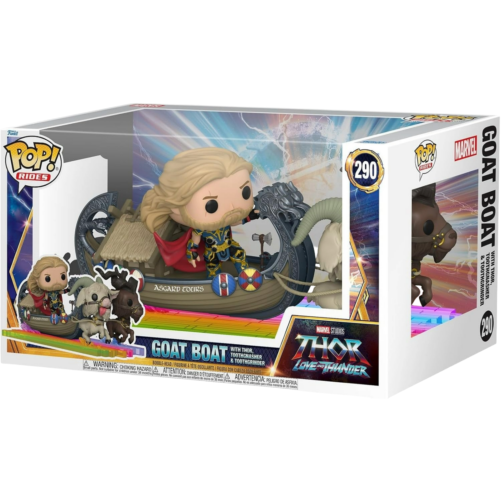 Funko Pop! Rides: Thor Love And Thunder - Goat Boat With Thor, Toothgnasher & Toothgrinder #290