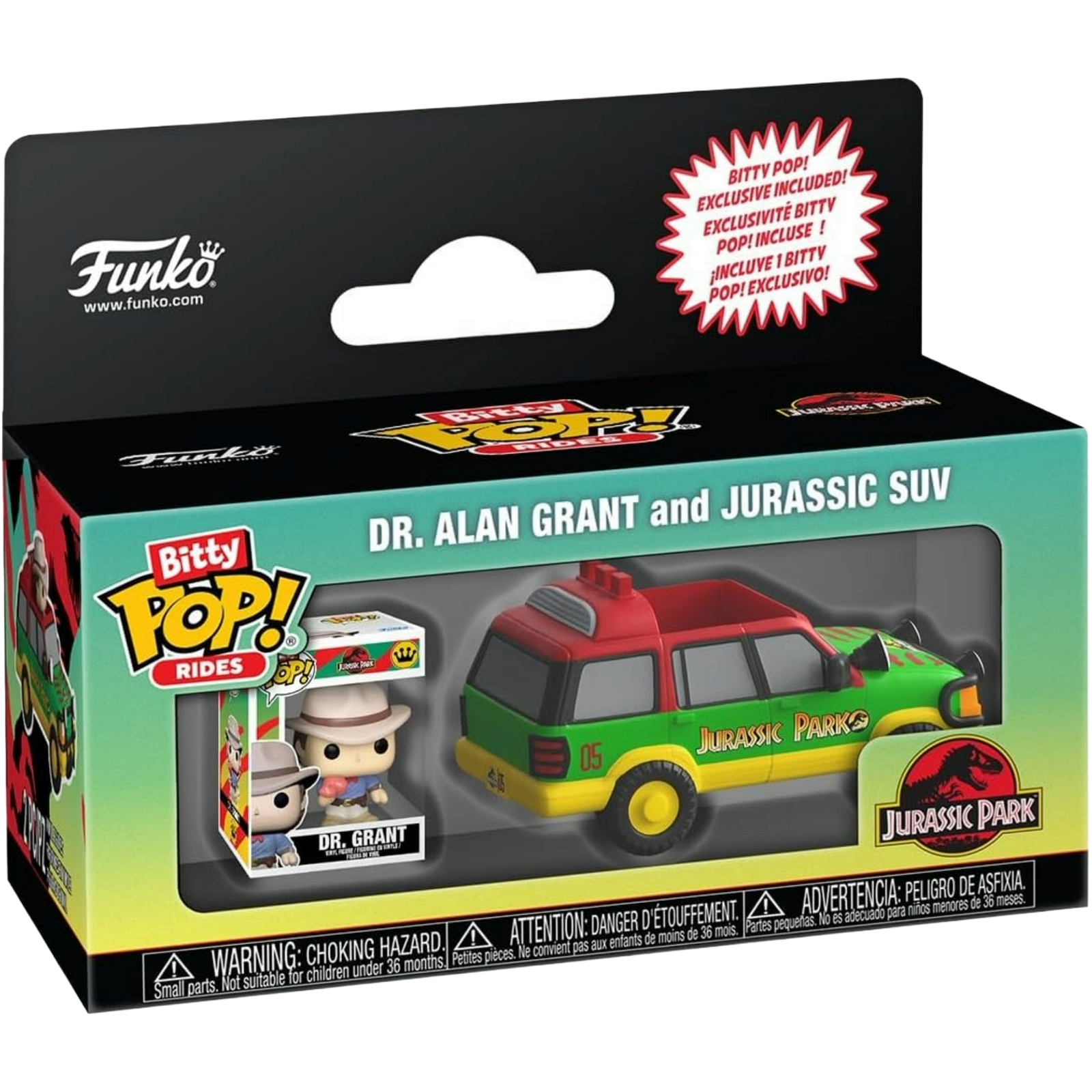 Funko Bitty Pop! Rides: Jurassic Park - Dr. Alan Grant And Jurassic SUV